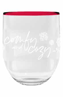 Holiday Set of 6 Stemless Wine Glasses