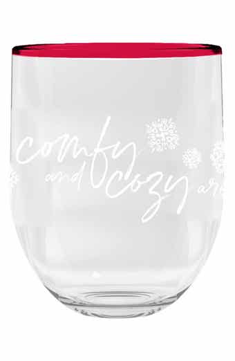 Holiday Set of 6 Stemless Wine Glasses