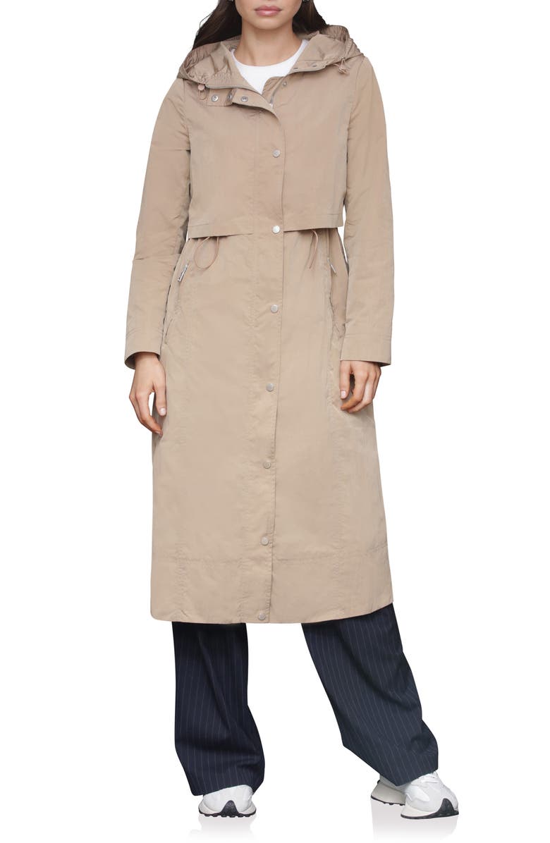 Avec Les Filles Hooded Maxi Rain Anorak, Alternate, color, Camel