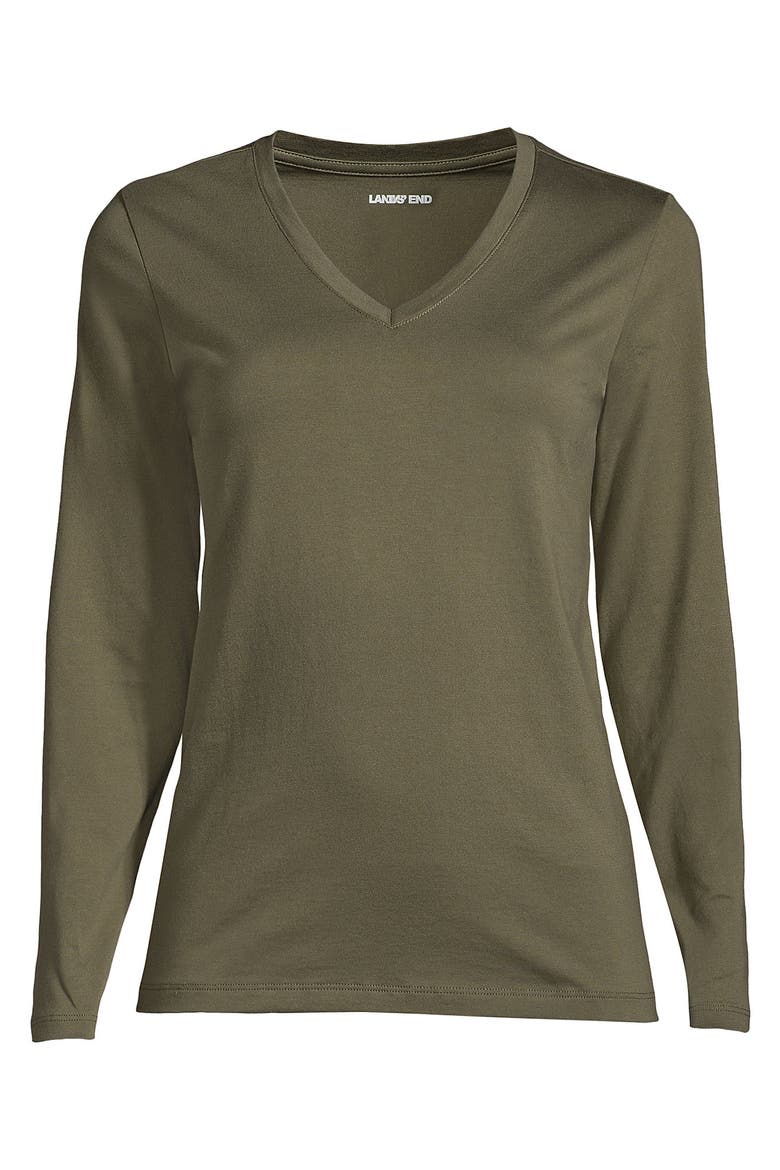 Supima Cotton Long Sleeve V-Neck T-Shirt, Alternate, color, Forest Moss