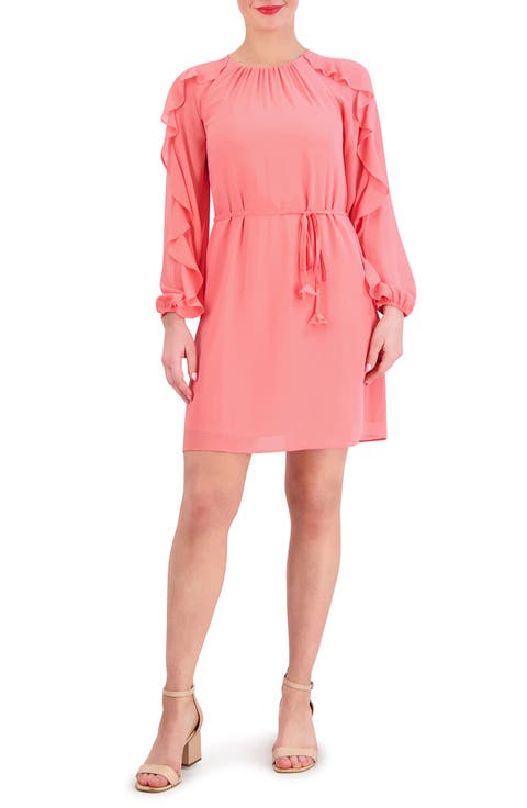 Ruffle Long Sleeve Chiffon Minidress