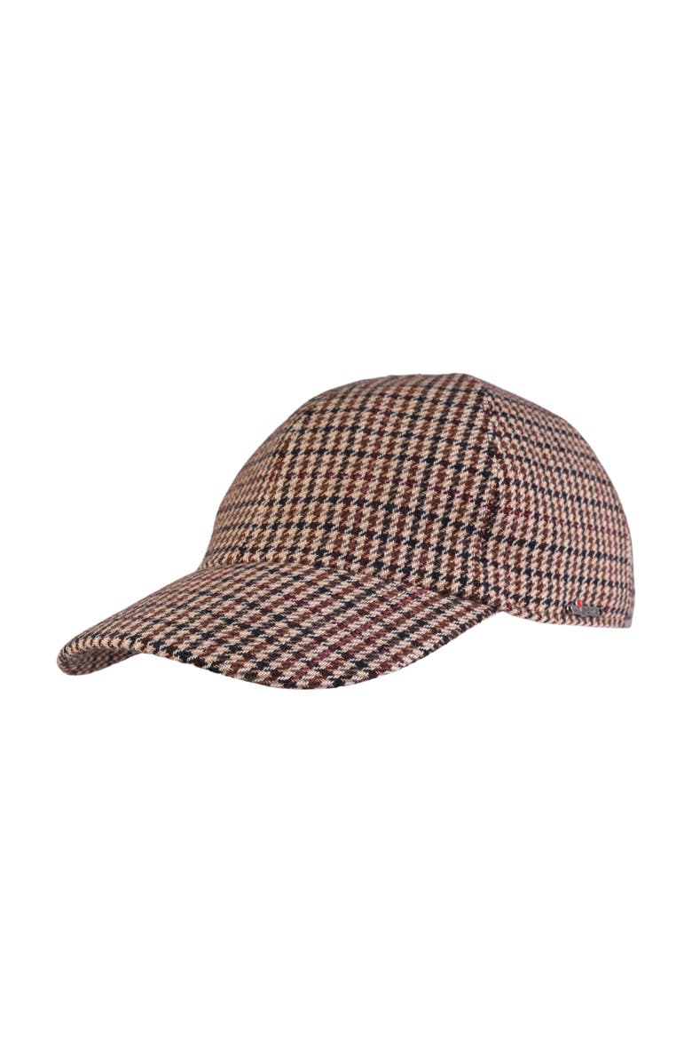 Wigens Men's Cashmere Houndstooth Baseball Cap, Main, color, Brown
