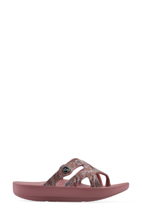 Cliffs By White Mountain Rip Foam Slide Sandal In Blush Floral Print