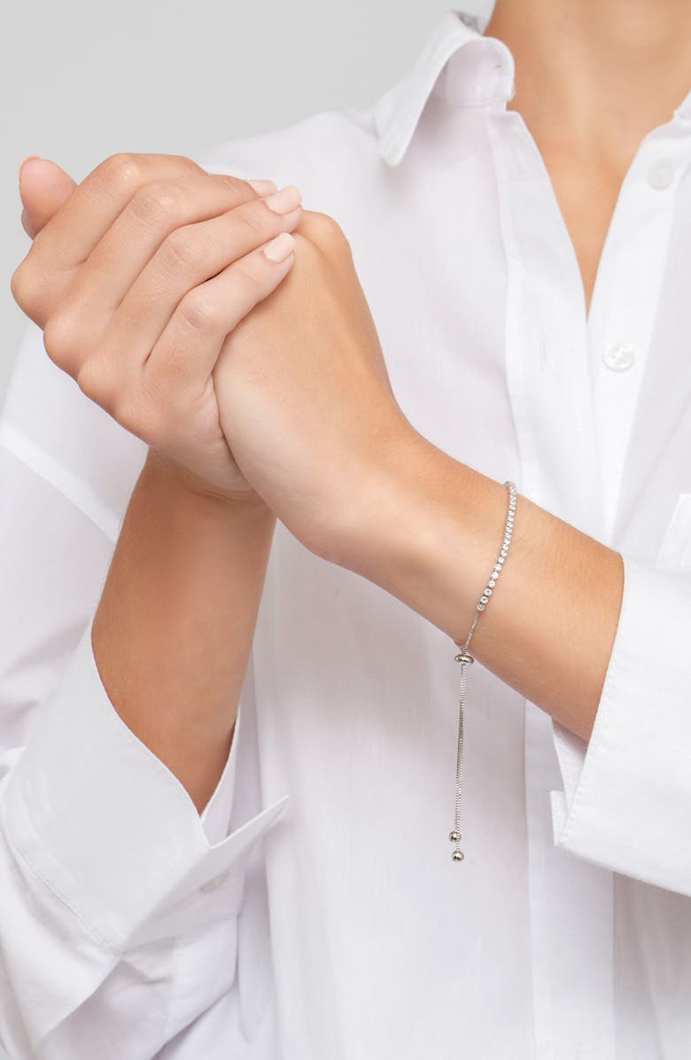 Adornia Cubic Zirconia Bar Pendant Necklace, Bracelet & Stud Earrings Set, Alternate, color, Silver