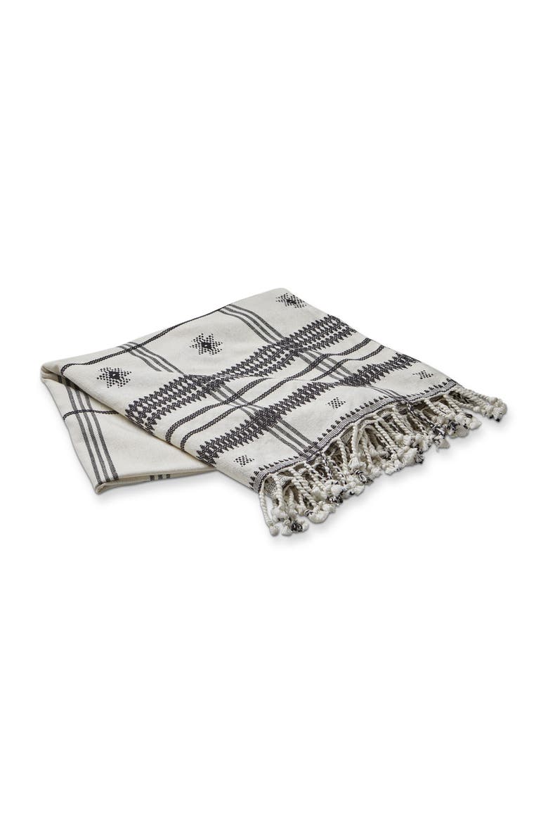 Peak Cotton Decorative Throw Natural Black White Tassels, Main, color, Beige