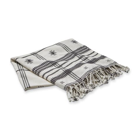 Peak Cotton Decorative Throw Natural Black White Tassels