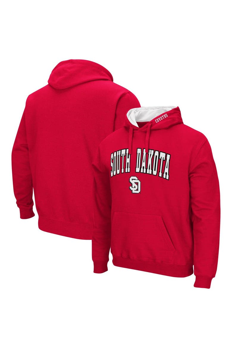 Men's Colosseum Red South Dakota Coyotes Arch and Logo Pullover Hoodie, Alternate, color, Red