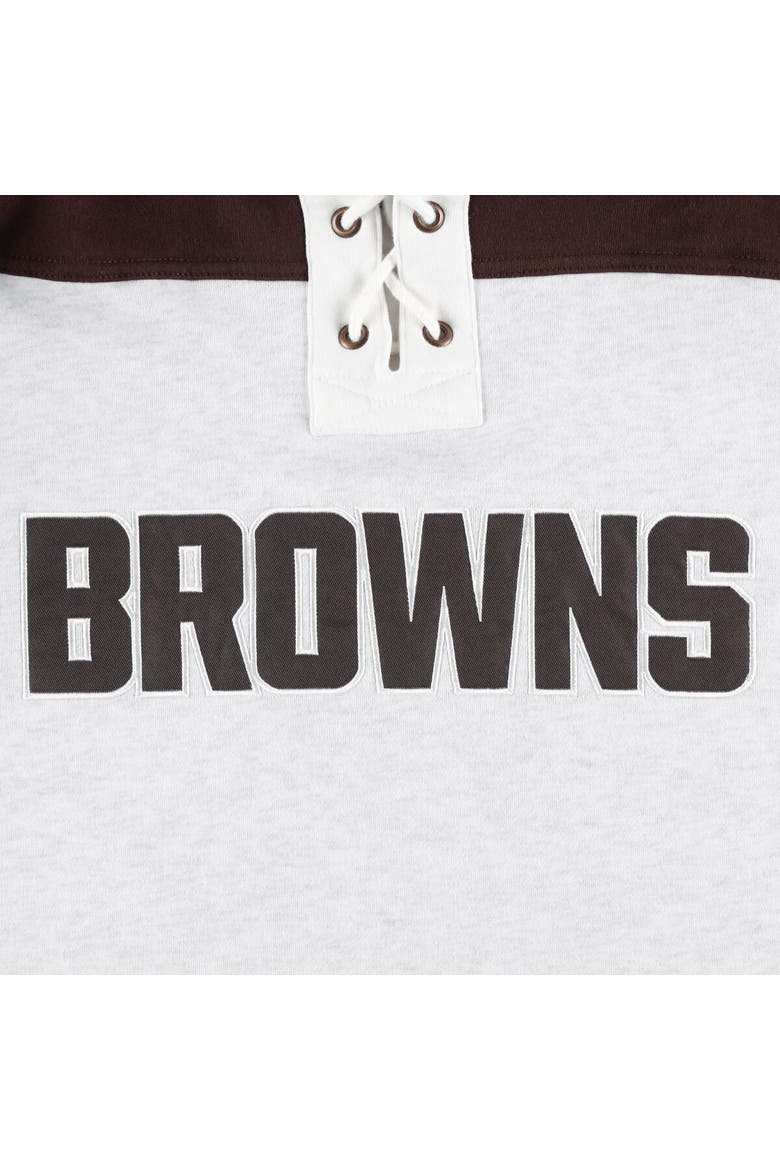 Men's '47 Cleveland Browns Heather Gray Gridiron Lace-Up Pullover Hoodie, Alternate, color, Heather Gray