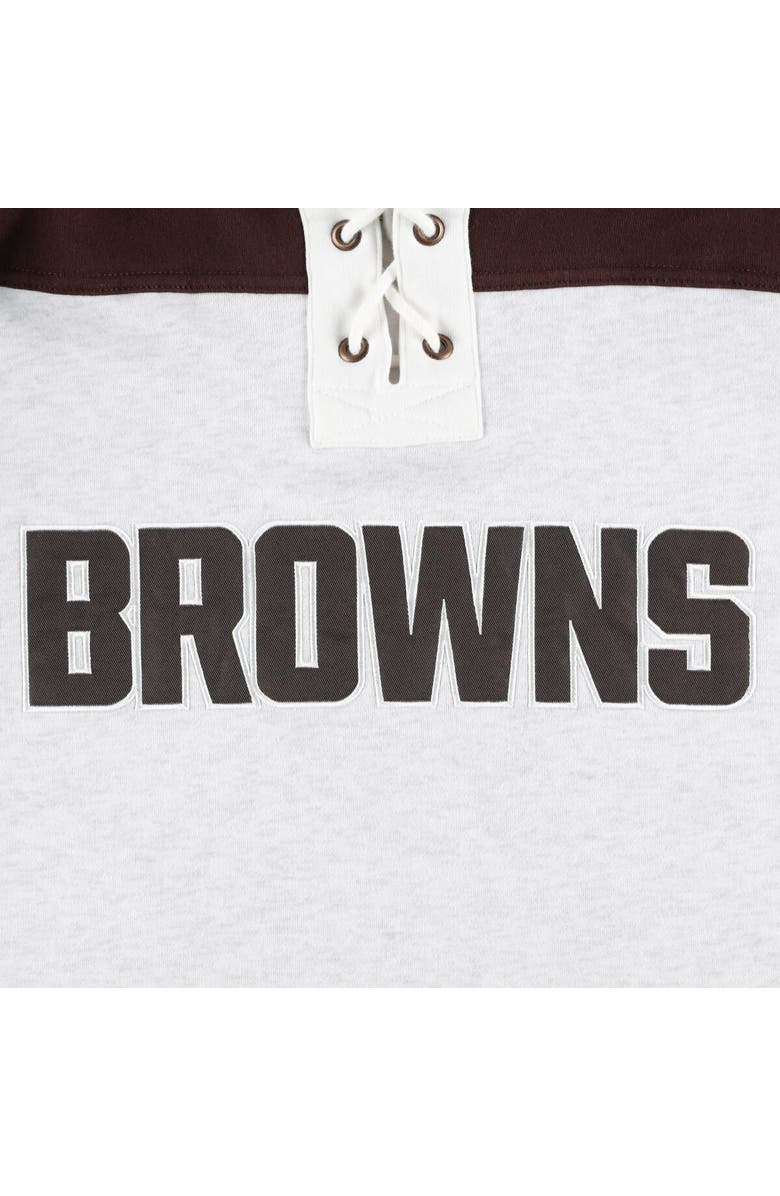 '47 Men's '47 Cleveland Browns Heather Gray Gridiron Lace-Up Pullover Hoodie, Alternate, color, Heather Gray
