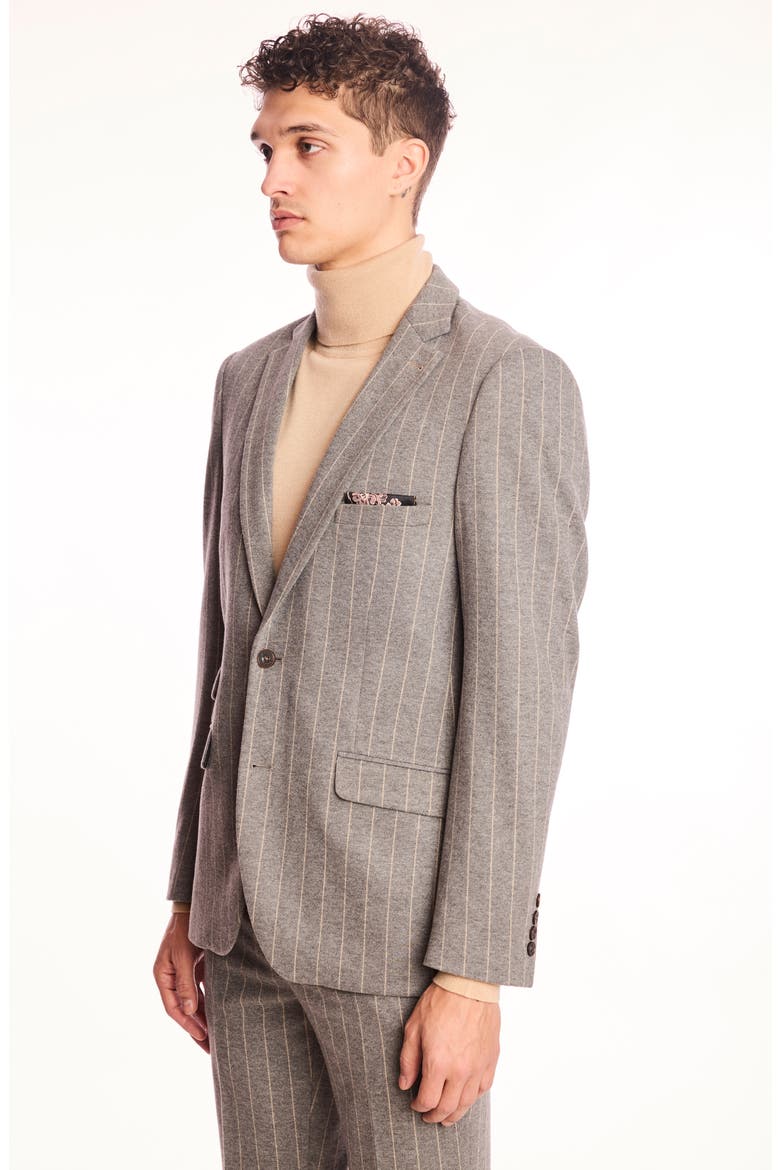 Dover Slim Fit Gray Pinstripe Blazer, Alternate, color, LIGHT GREY TAN PINSTRIPE