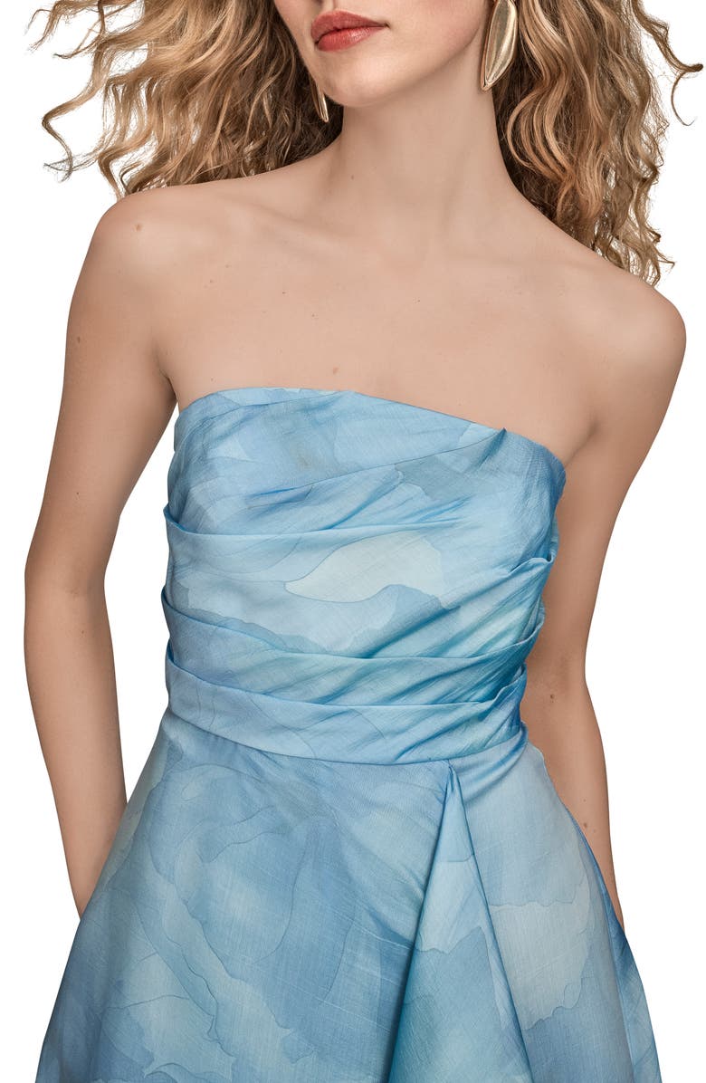 Donna Karan New York Abstract Floral Strapless Gown, Alternate, color, Cielo Multi