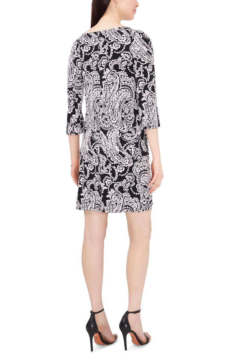 Chaus Paisley Bell Sleeve Shift Dress, Alternate, color, Black/White