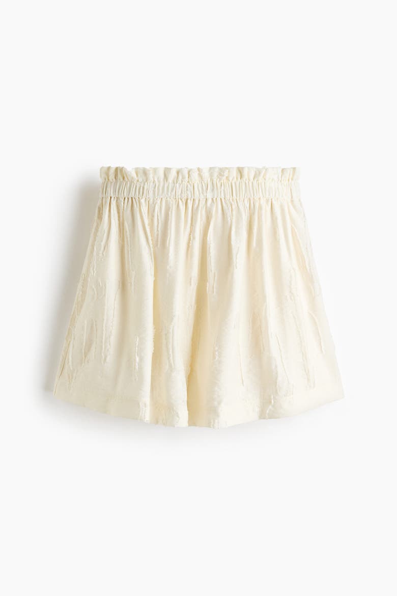 Frayed Paper-bag Shorts, Alternate, color, Cream