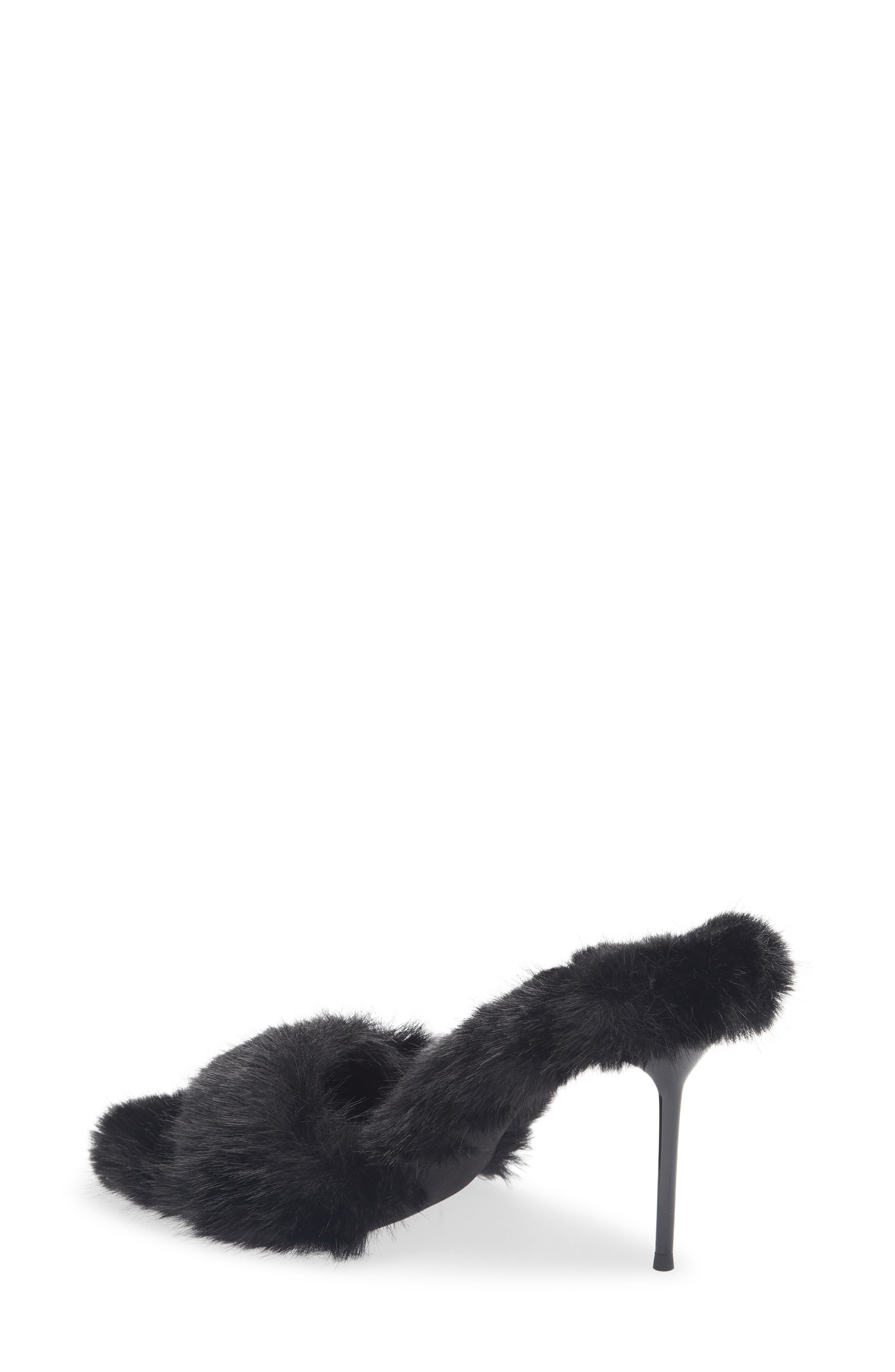 Jeffrey Campbell Big Mama Faux Fur Sandal, Alternate, color, Black
