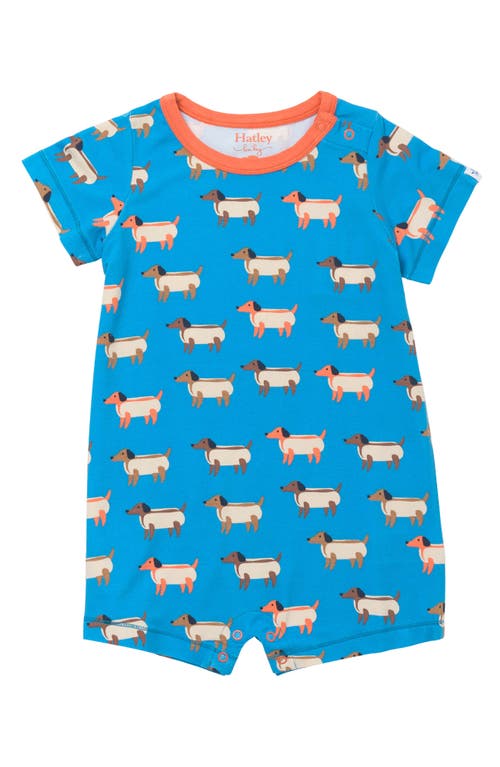 Shop Hatley Hot Dogs Romper In Mediterranean Blue