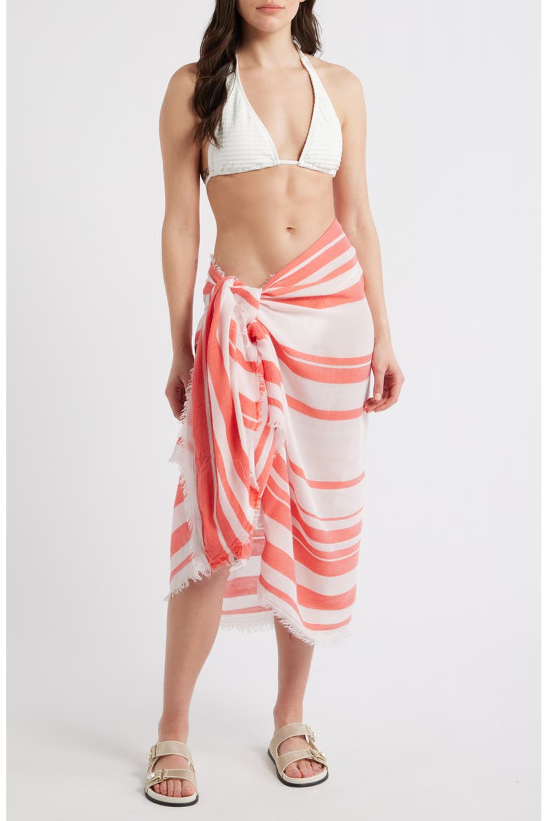 Sheer Stripe Pareo Wrap, Main, color, PINK- RED