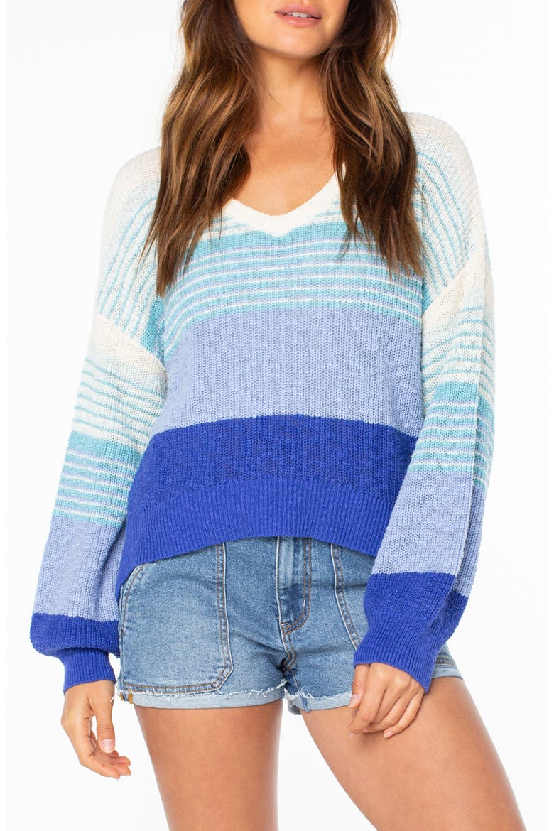Vibes Level Stripe Sweater, Main, color, SURF THE WEB TIE DYE