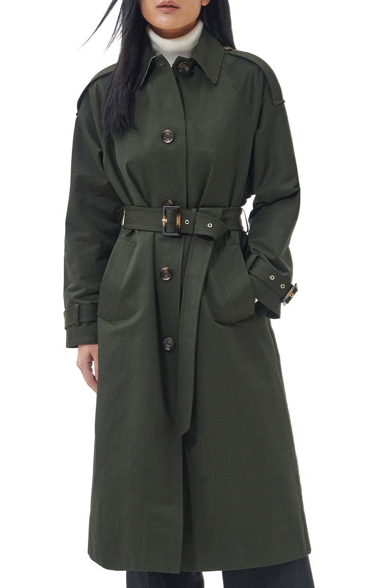 Barbour Marie Water Repellent Belted Trench Coat, Main, color, 