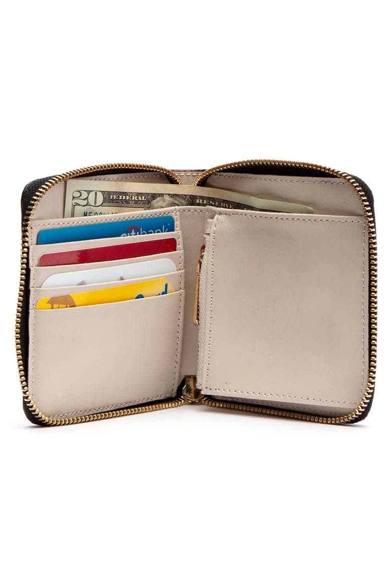 Roosevelt Small Calfskin Leather Wallet, Alternate, color, BLACK/ OYSTER