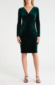 Eliza J Velvet Long Sleeve Body-Con Dress