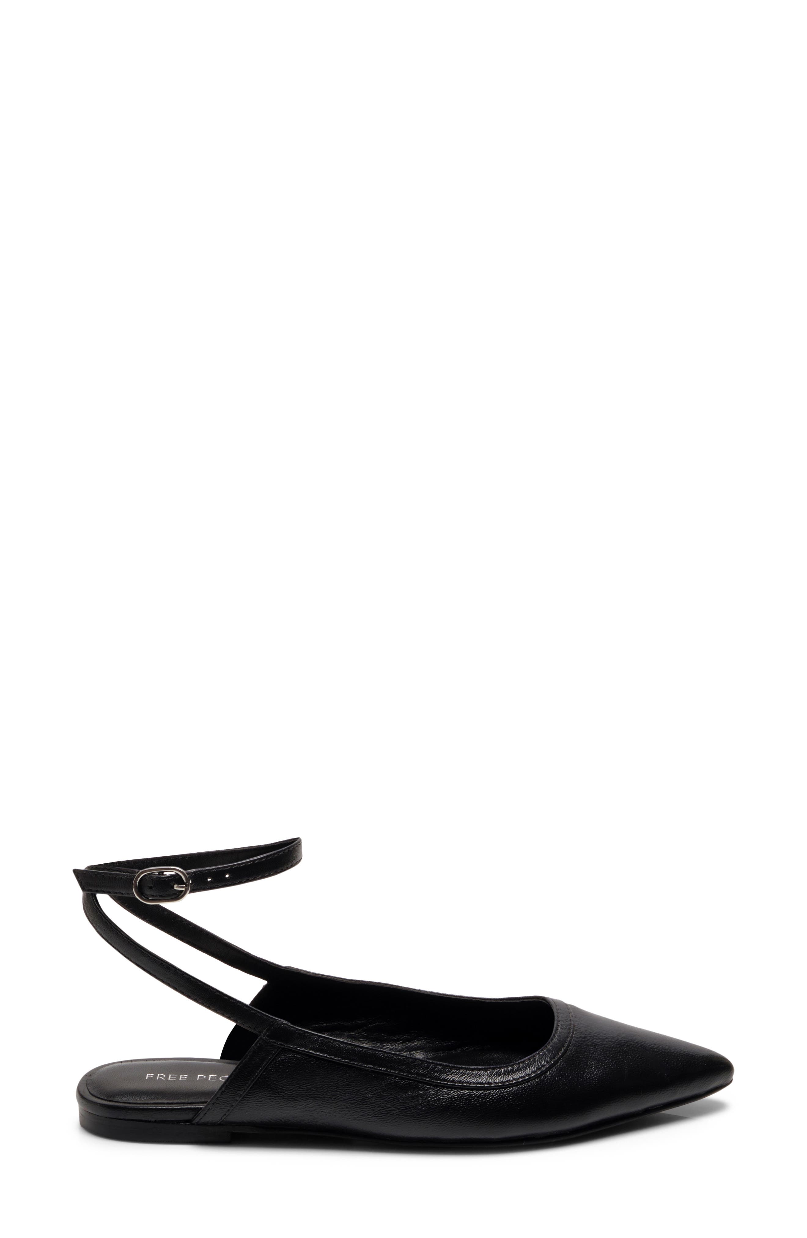 Free People Jules Pointy Toe Ankle Strap Leather Flat, Alternate, color, 