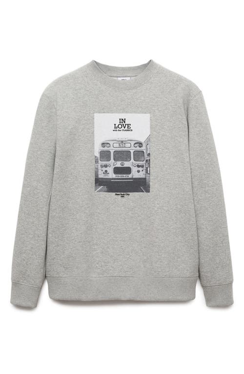Mango Graphic Sweatshirt In Dark Heather Grey