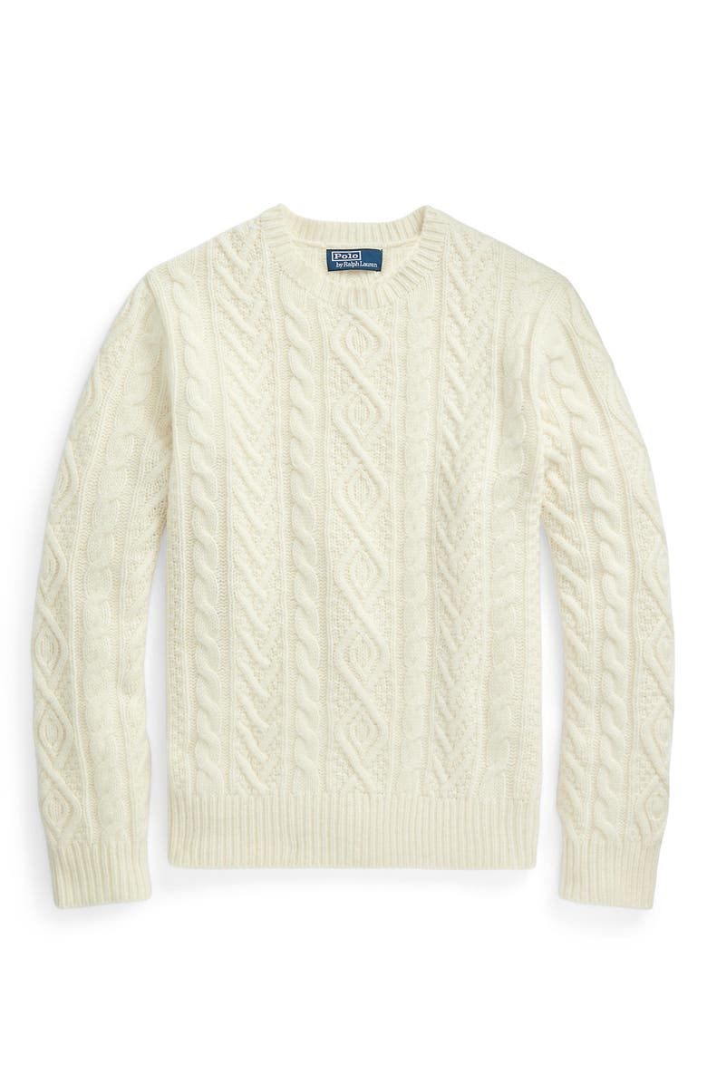 Polo Ralph Lauren Cable Knit Wool & Cashmere Crewneck Sweater, Alternate, color,