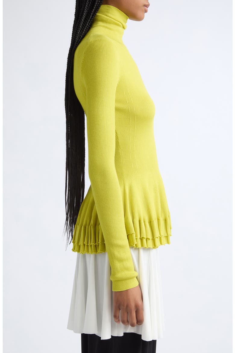 Merritt Merino Wool & Silk Peplum Turtleneck, Alternate, color, YELLOW