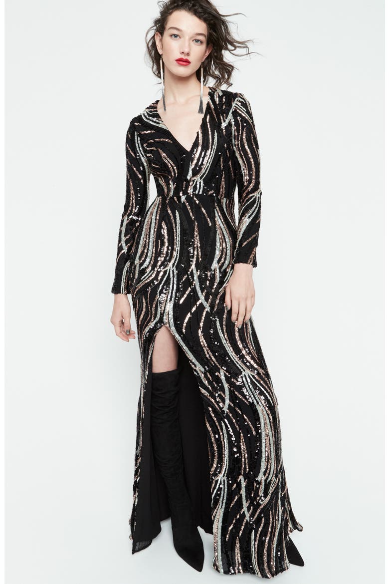 Allesandra Sequin Dress, Alternate, color, BERRY
