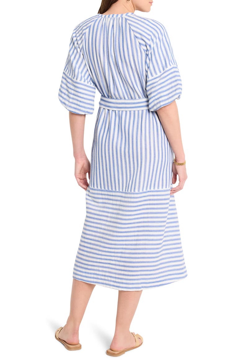 Mixed Stripe Belted Double Gauze Midi Dress, Alternate, color, BLUE MULTI