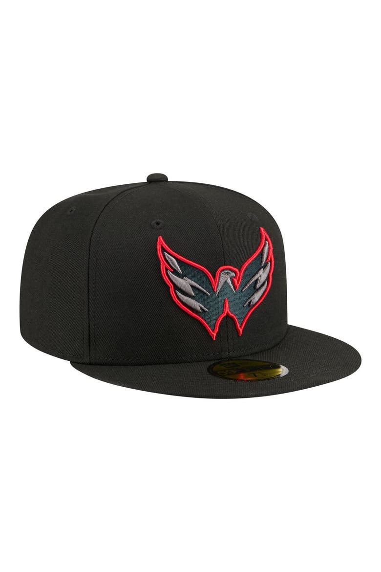 Men's New Era Black Washington Capitals Color Pop 59FIFTY Fitted Hat, Alternate, color, Black