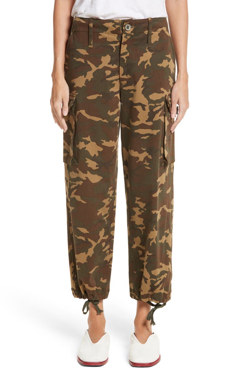 Proenza Schouler PSWL Camouflage Stretch Cotton Pants, Main, color, 