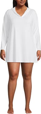 Lands' End Cotton Jersey Long Sleeve Hooded Swim Cover-up Dress