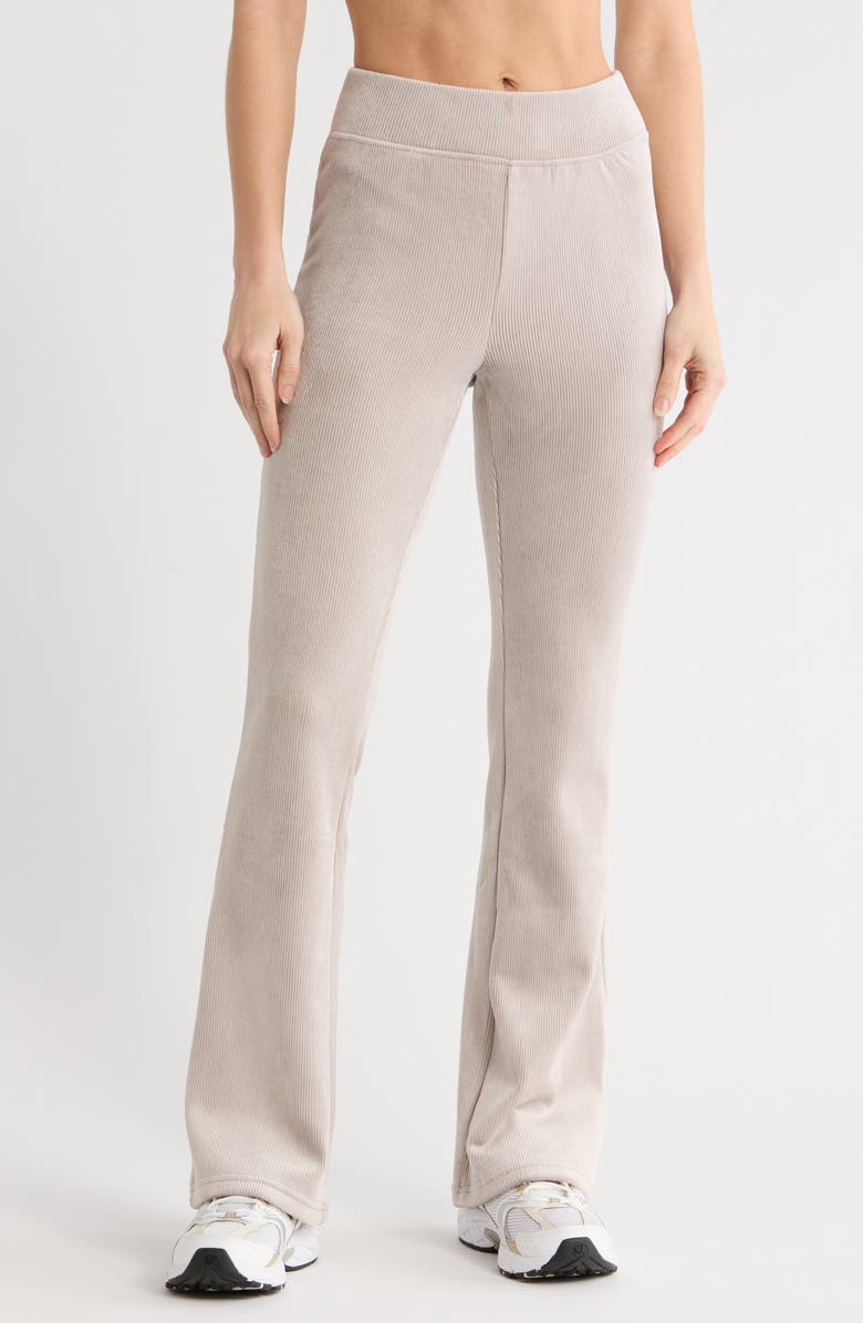 YOGALICIOUS Dreamy Ribbed Velour Flare Leg Pants, Main, color, Shadow Rock