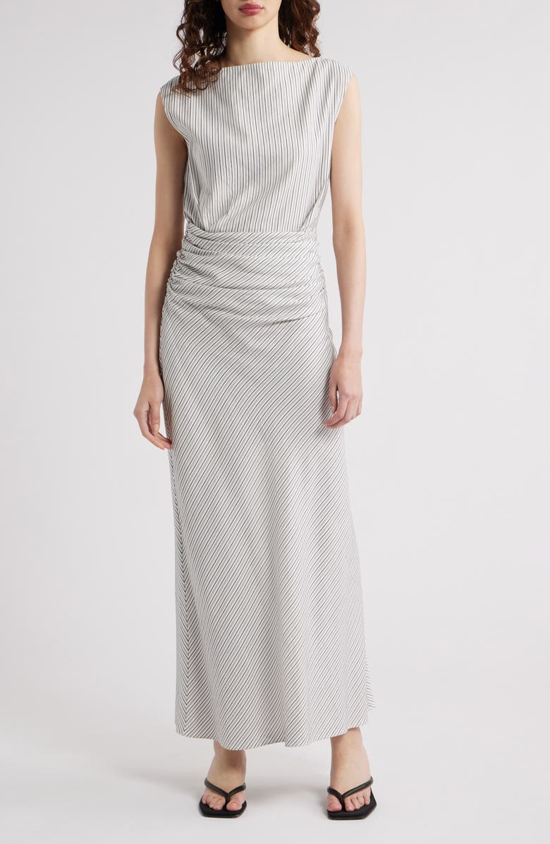 Faithfull the Brand Margaux Stripe Sleeveless Dress, Main, color, Navy Stripe