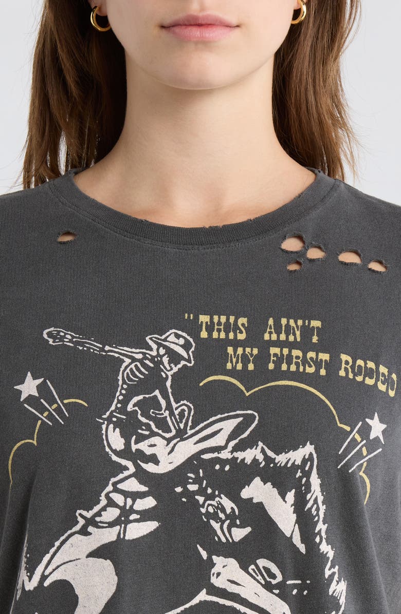 Junk Food Ain't My First Rodeo Distressed Graphic T-Shirt, Alternate, color, Vintage Black