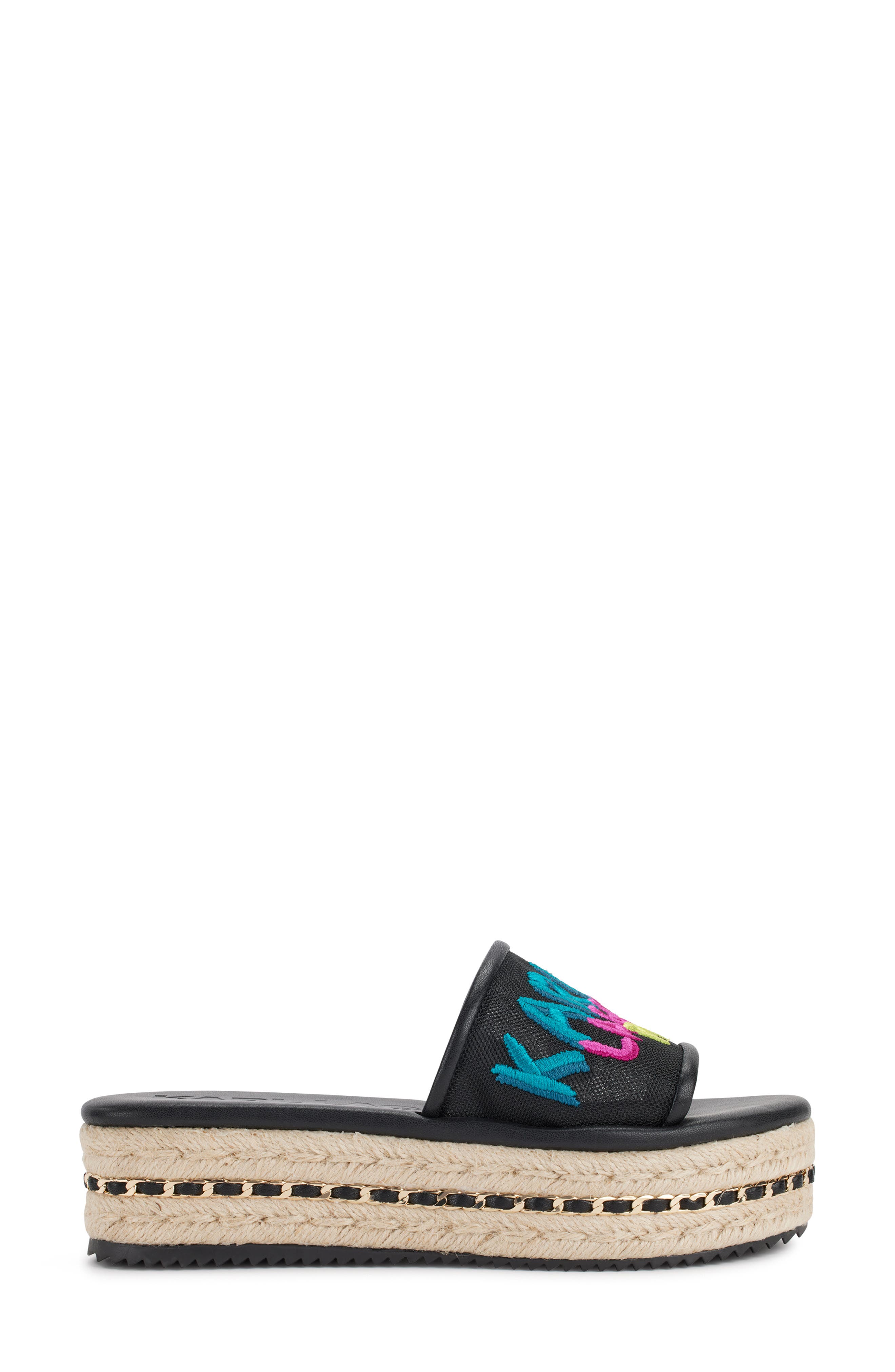 KARL LAGERFELD PARIS Kamara Embroidered Platform Slide Sandal, Alternate, color, 