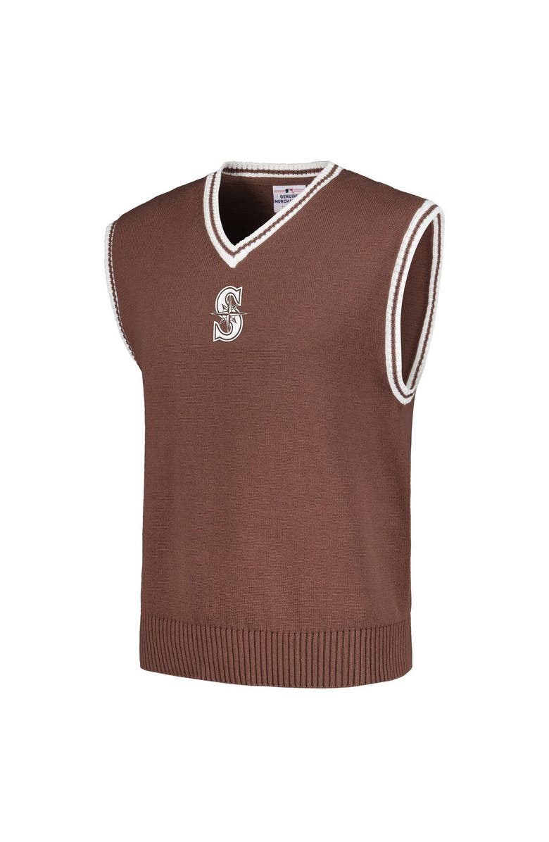 PLEASURES Men's PLEASURES Brown Seattle Mariners Knit V-Neck Pullover Sweater Vest, Alternate, color,