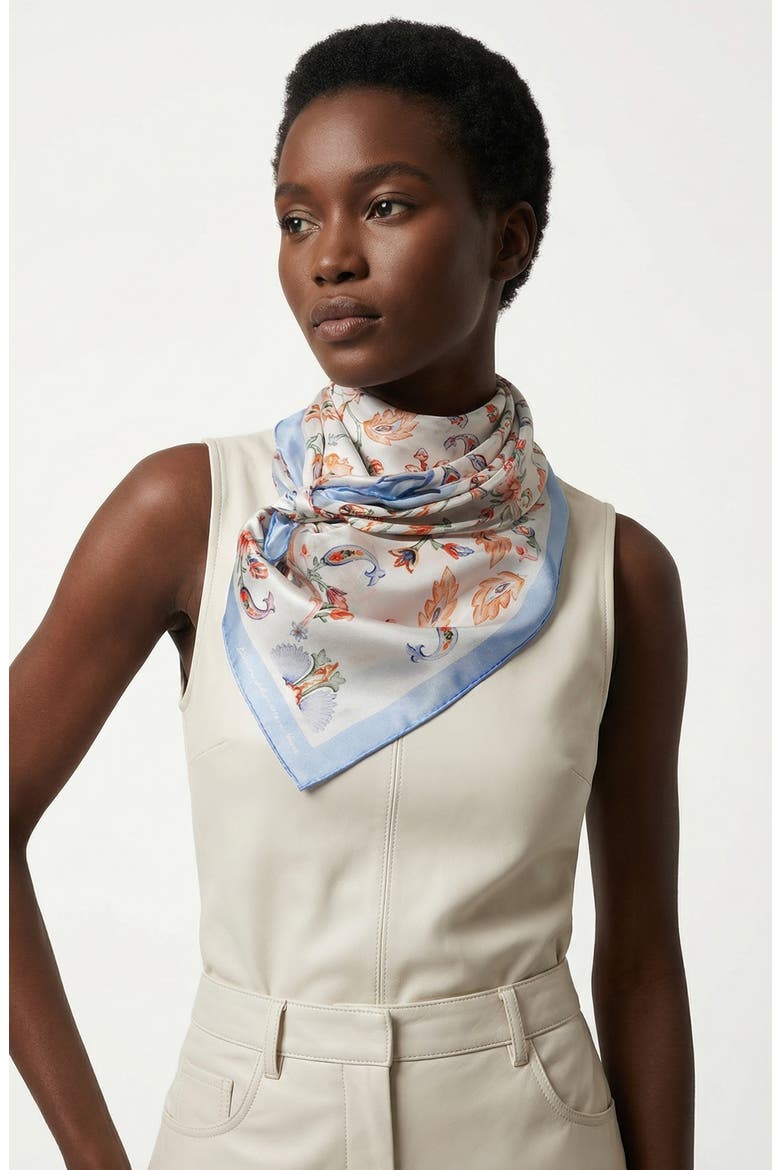 Baroque Blossom Double Sided Silk Scarf, Alternate, color, pink