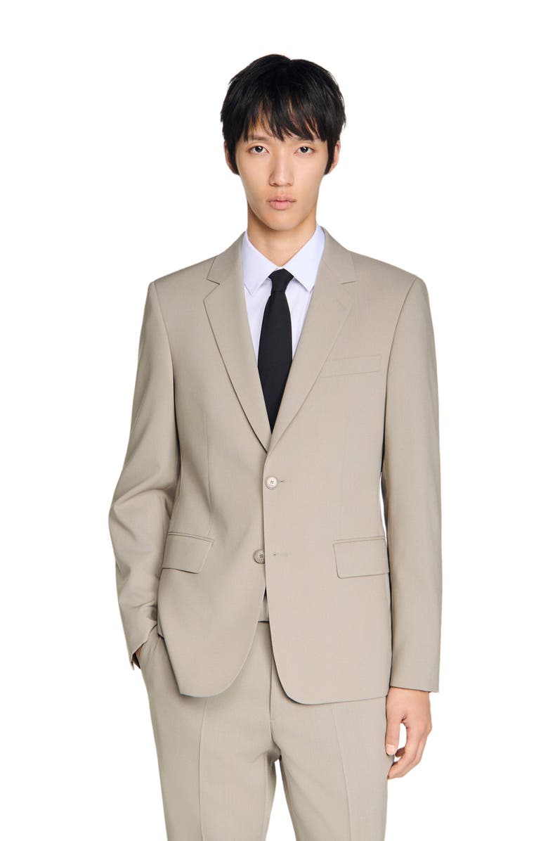 SANDRO Wool suit jacket, Main, color, Aluminum