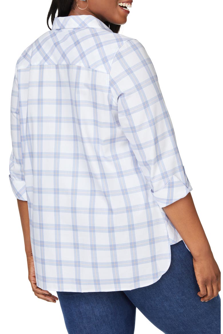 Pandora Plaid Cotton Twill Button-Up Top, Alternate, color, IRIS BLOOM