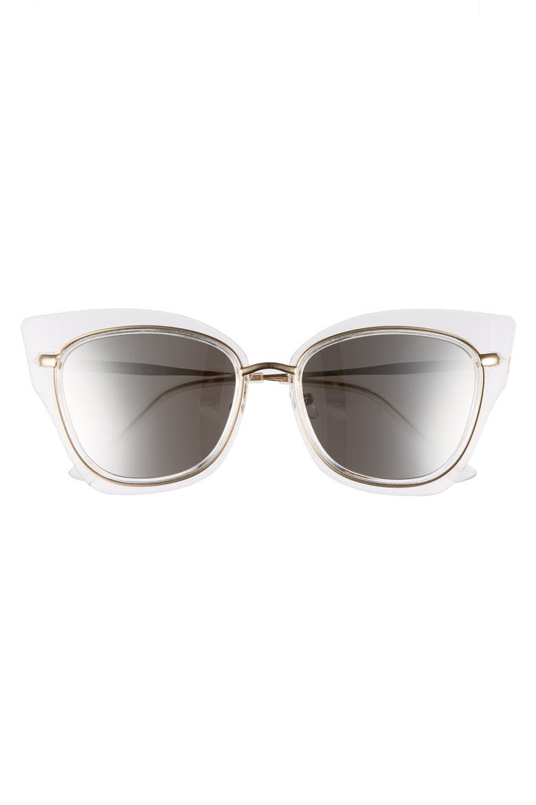 55mm Clear Winged Cat Eye Sunglasses, Alternate, color, CLEAR/ GOLD