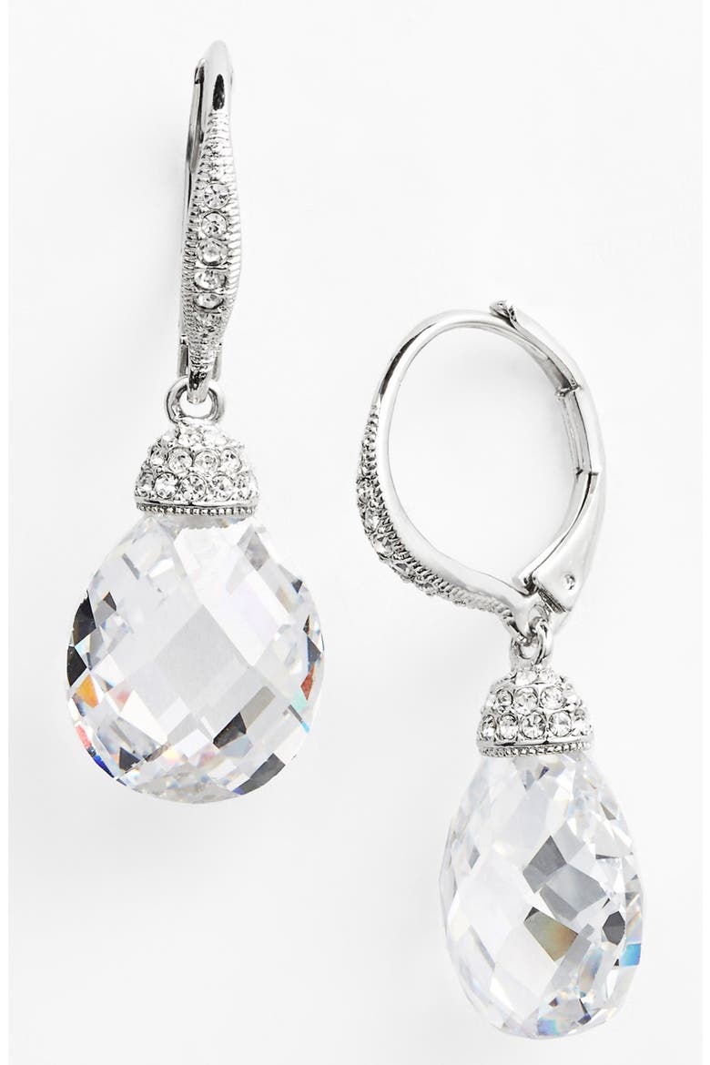 Faceted Crystal Drop Earrings, Main, color, CLEAR