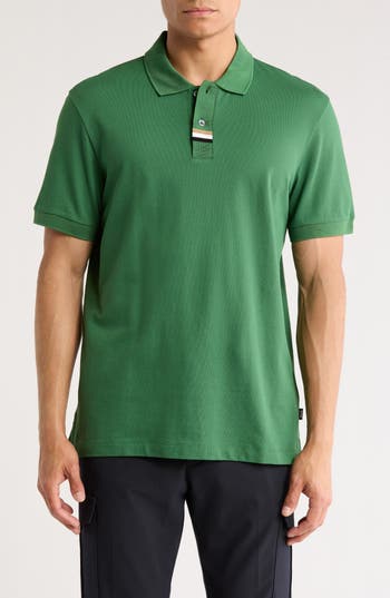 Shop Hugo Boss Boss Parlay Tipped Cotton Polo In Green