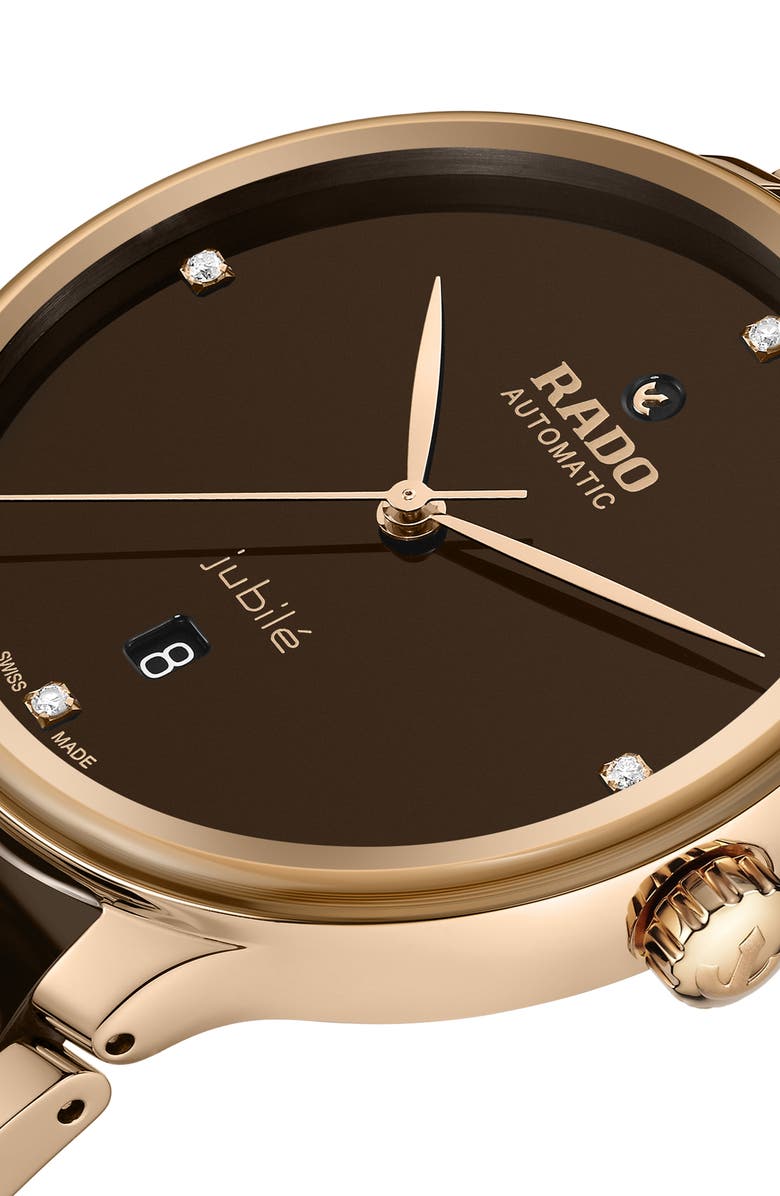 RADO Centrix Diamond Ceramic Bracelet Watch, 30.5m, Alternate, color, Brown