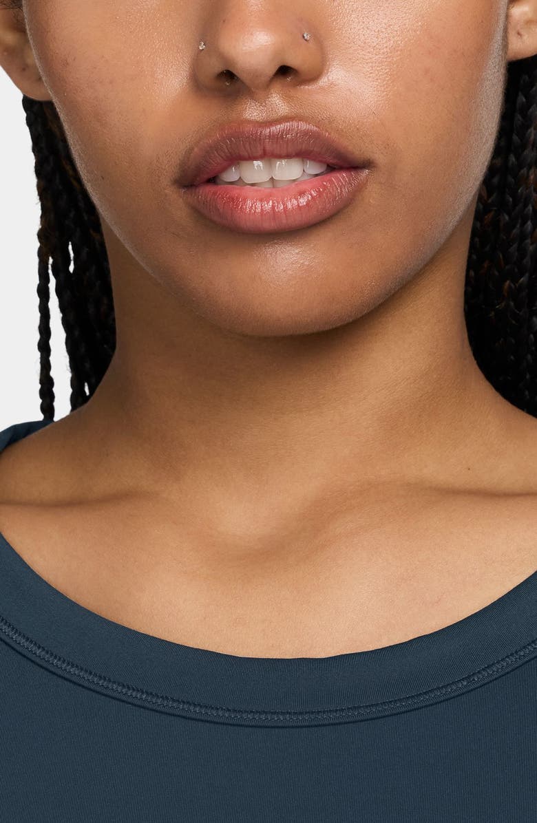 Nike Phoenix Fleece Short Sleeve Crop Sweatshirt, Alternate, color, 478 Armrnv/Black