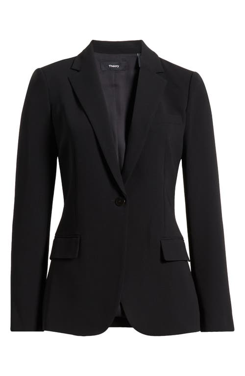Theory Admiral Crepe One-button Staple Blazer In Black