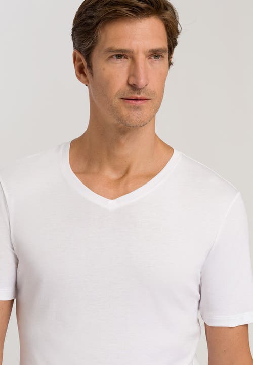 Hanro Cotton Pure V-neck T-shirt In White