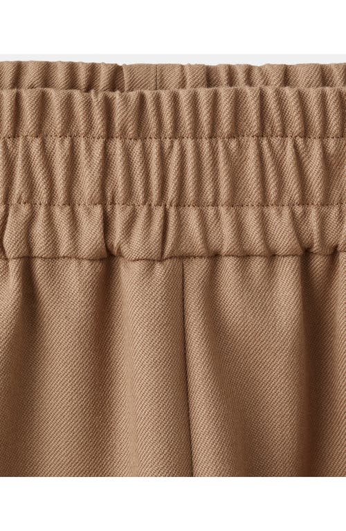 Mango Selection Elastic Waist Straight Leg Wool Pants In Brown