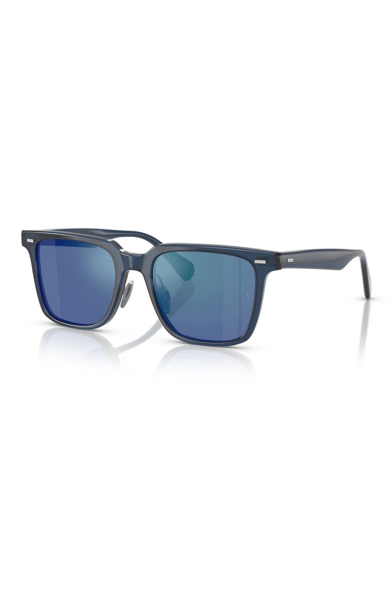 52mm Rectangular Polarized Sunglasses, Alternate, color, ASH BLUE/ MARINE FLASH MIRROR